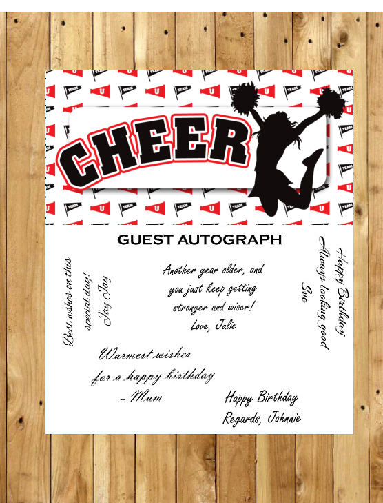Cheerleader Party Guest Autograph Peel and Stick For Keepsake Removable Poster 13 x 24inches