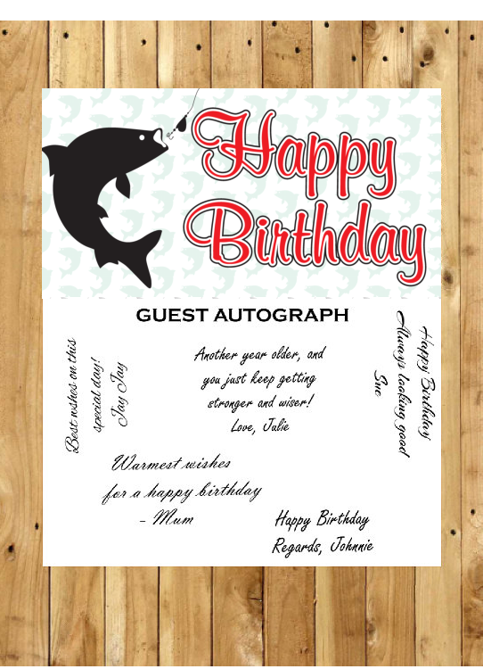 Fishing Fisherman Guest Autograph Peel and Stick For Keepsake Removable Poster 13 x 24inches