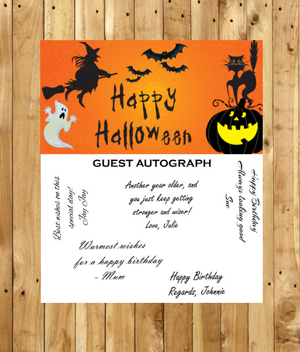 Happy Halloween Guest Autograph Peel and Stick For Keepsake Removable Poster 13 x 24inches