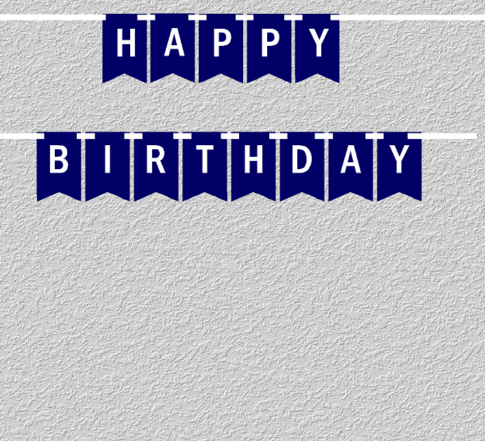 Navy and White Happy Birthday Bunting Letter Banner
