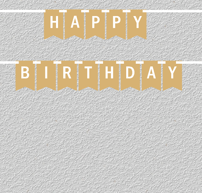 Kraft Brown and White Happy Birthday Bunting Letter Banner