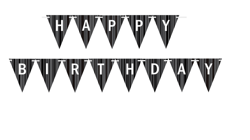 Black Grey White Triangular Happy Birthday Bunting Letter Banner