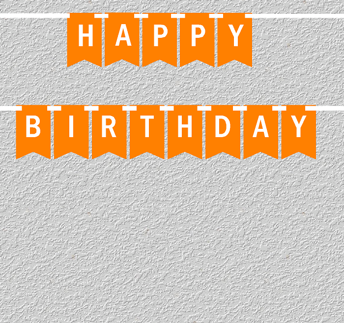 Orange and White Happy Birthday Bunting Letter Banner