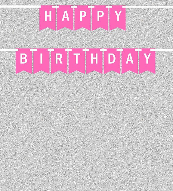 Hot Pink and White Happy Birthday Bunting Letter Banner