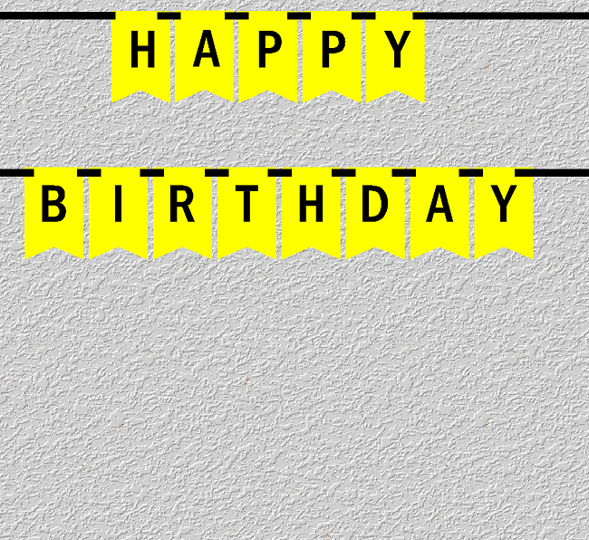 Yellow and Black Happy Birthday Bunting Letter Banner