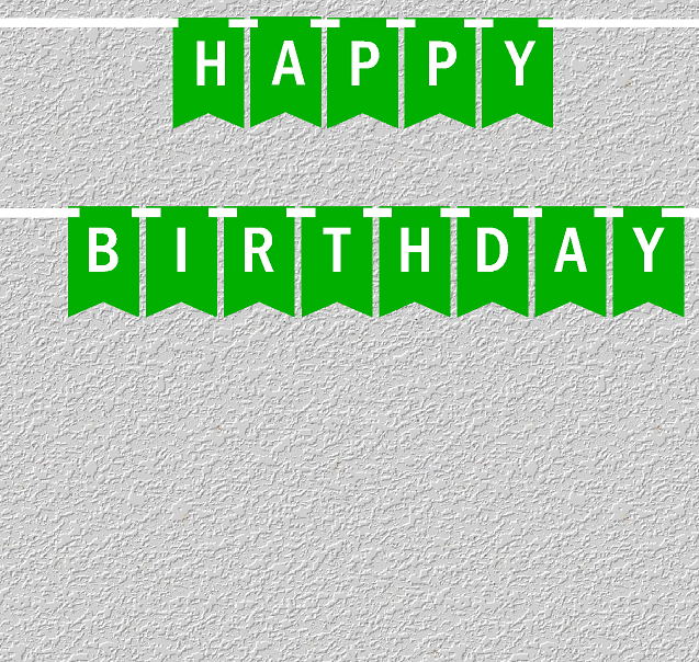 Green and White Happy Birthday Bunting Letter Banner