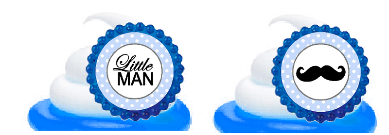 Baby Shower Little Man Mustache Easy Topper Cupcake Toppers Rings -12pk