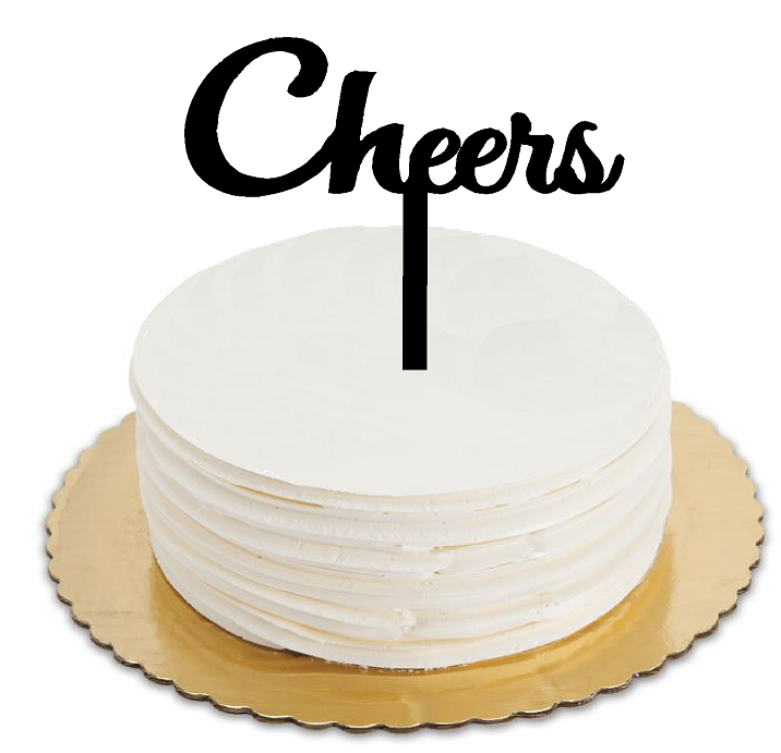 Cheers Black Elegant Cake Decoration Cake Topper