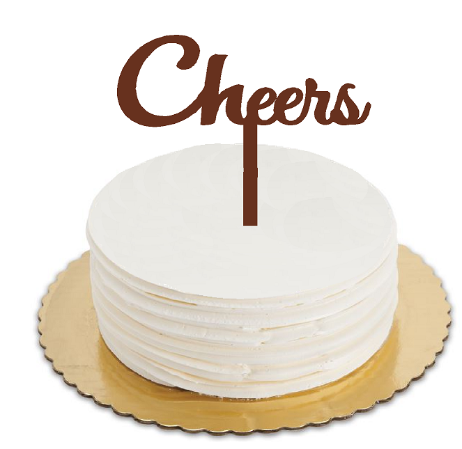 Cheers Brown Elegant Cake Decoration Cake Topper