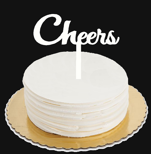 Cheers White Elegant Cake Decoration Cake Topper