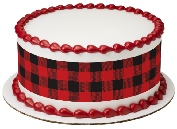 Lumberjack Red & Black Edible Cake Ribbon Cake Wrap Around Border Decoration