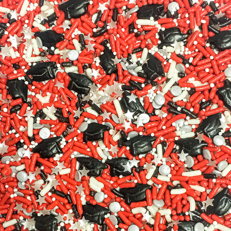 Red Graduation Cupcake Cake Decoration Confetti Sprinkles Cake Cookie Ice cream Donut Jimmies Quins 6oz