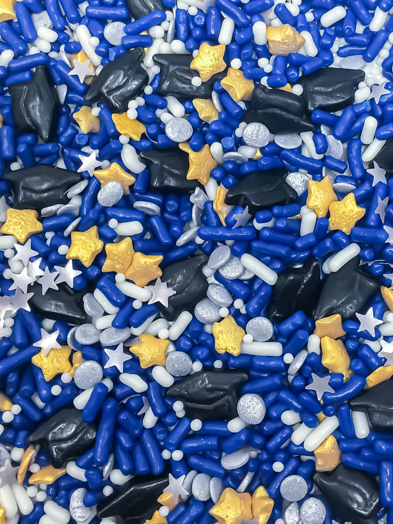 Blue Graduation Cupcake Cake Decoration Confetti Sprinkles Cake Cookie Ice cream Donut Jimmies Quins 6oz