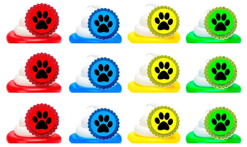 Rainbow Paw Print Easy Toppers Cupcake Decoration Rings -12pk