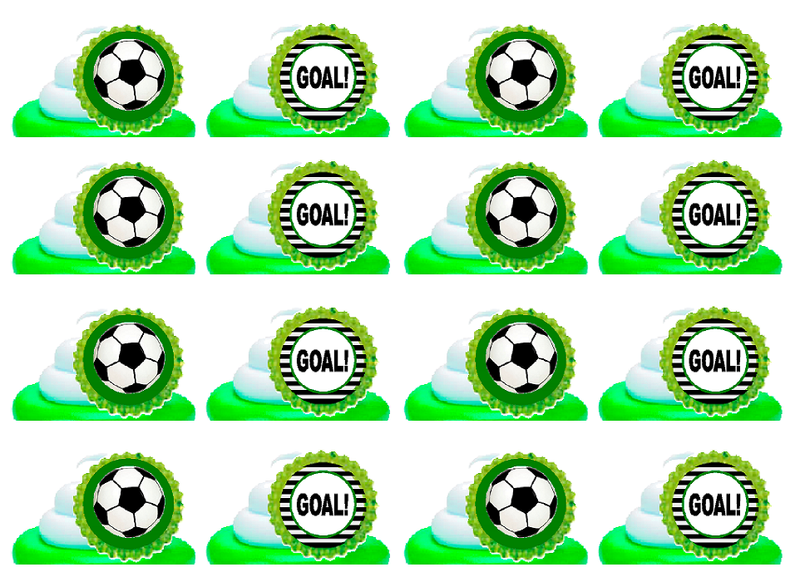 Soccer Goal Easy Toppers Cupcake Decoration Rings -12pk