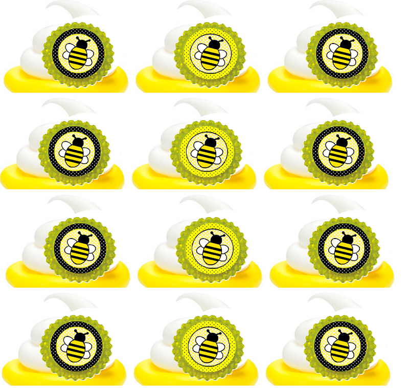 Bumble Bee Easy Toppers Cupcake Decoration Rings -12pk