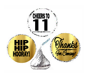11th Birthday - Anniversary Cheers Hooray Thanks For Coming 324pk Stickers - Labels for Chocolate Drop Hersheys Kisses, Party Favors Decorations