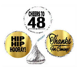 48th Birthday - Anniversary Cheers Hooray Thanks For Coming 324pk Stickers - Labels for Chocolate Drop Hersheys Kisses, Party Favors Decorations