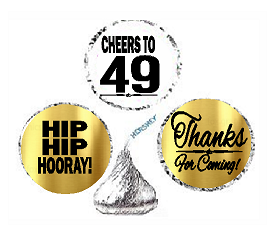 49th Birthday - Anniversary Cheers Hooray Thanks For Coming 324pk Stickers - Labels for Chocolate Drop Hersheys Kisses, Party Favors Decorations