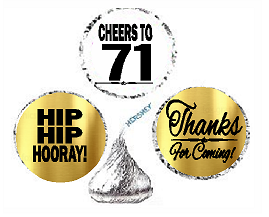 71st Birthday - Anniversary Cheers Hooray Thanks For Coming 324pk Stickers - Labels for Chocolate Drop Hersheys Kisses, Party Favors Decorations