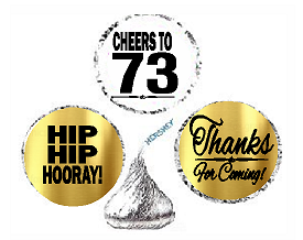 73rd Birthday - Anniversary Cheers Hooray Thanks For Coming 324pk Stickers - Labels for Chocolate Drop Hersheys Kisses, Party Favors Decorations