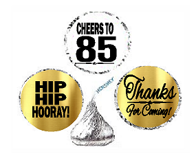 85th Birthday - Anniversary Cheers Hooray Thanks For Coming 324pk Stickers - Labels for Chocolate Drop Hersheys Kisses, Party Favors Decorations