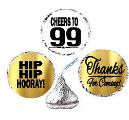 99th Birthday - Anniversary Cheers Hooray Thanks For Coming 324pk Stickers - Labels for Chocolate Drop Hersheys Kisses, Party Favors Decorations