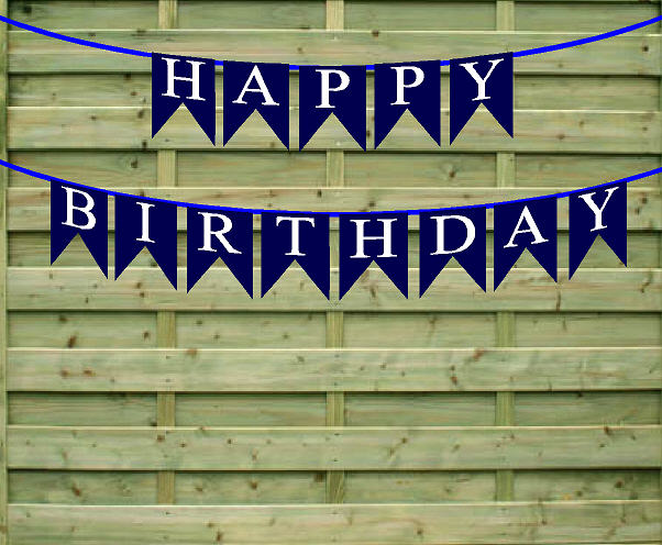 HAppy Birthday Navy Paper Garland Bunting Party Decoration Banner