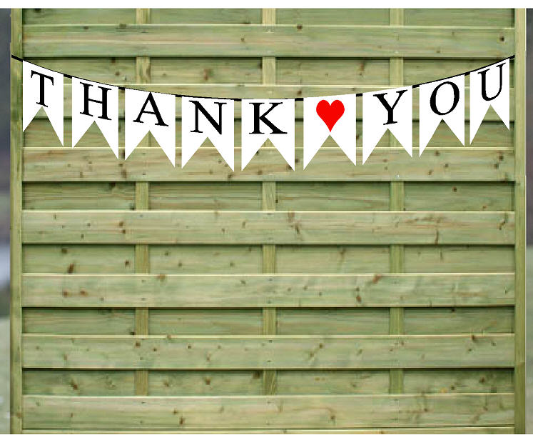 Thank You Paper Garland Bunting Party Decoration Banner