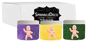 Mardi Gras King Cake Decoration Gift Box Kit Yellow Green Purple Sanding Sugars with King Baby - White