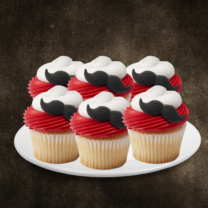 Mustache Edible Dessert Toppers Cake Cupcake Sugar Icing Decorations -12ct