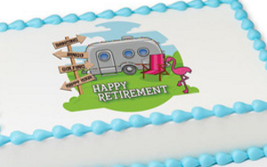 Happy Retirement Edible Cake Decoration Topper Image
