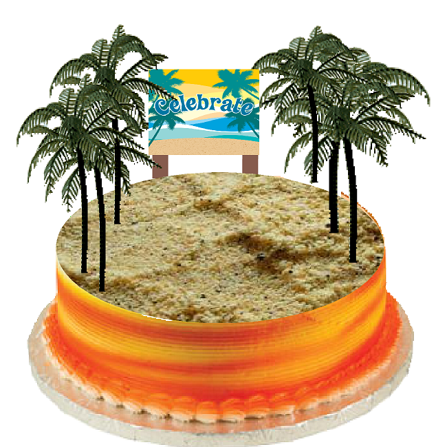 6 Large Palm Trees  Cake - Food - Cupcake Decoration Plant Trees Topper Picks with Decorative Plaque
