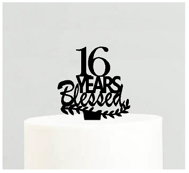 16th Birthday - Anniversary Blessed Years Cake Decoration Topper