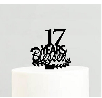 17th Birthday - Anniversary Blessed Years Cake Decoration Topper