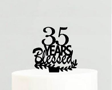35th Birthday - Anniversary Blessed Years Cake Decoration Topper