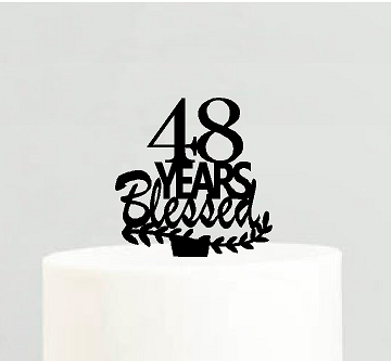 48th Birthday - Anniversary Blessed Years Cake Decoration Topper