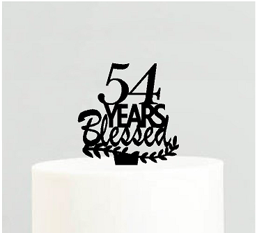 54th Birthday - Anniversary Blessed Years Cake Decoration Topper