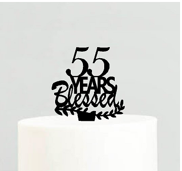 55th Birthday - Anniversary Blessed Years Cake Decoration Topper