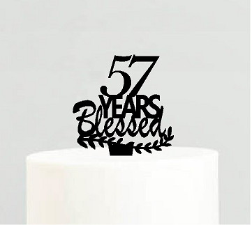 57th Birthday - Anniversary Blessed Years Cake Decoration Topper