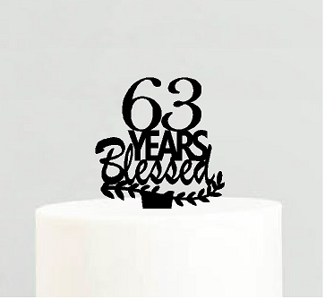 63rd Birthday - Anniversary Blessed Years Cake Decoration Topper