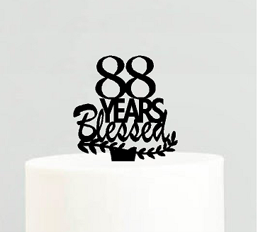 88th Birthday - Anniversary Blessed Years Cake Decoration Topper
