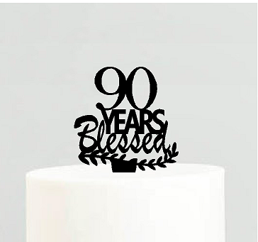 90th Birthday - Anniversary Blessed Years Cake Decoration Topper