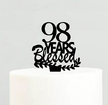 98th Birthday - Anniversary Blessed Years Cake Decoration Topper