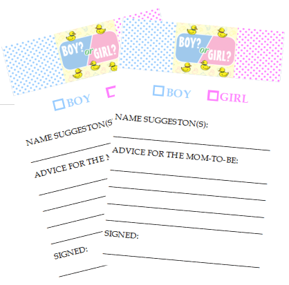 Gender Reveal Baby Shower New Mommy Advice Cards -40pk