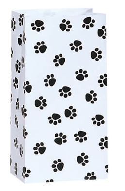 25-set Paw Print Black and White - All-occasion Paper Favor Bags - 4 Pound - 5 Inch x 3-1-8 Inch x 9-5-8 Inch