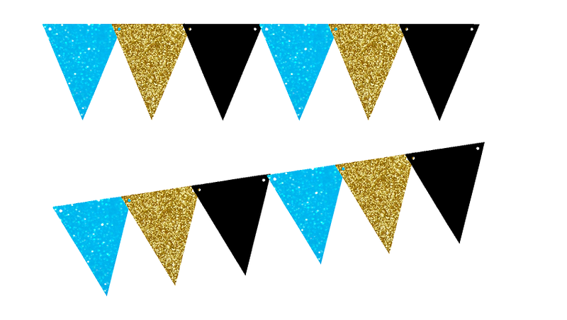 Green Glitter Gold Glliter Solid Black 10ft Vintage Pennant Banner Paper Triangle  Bunting Flags for Weddings, Birthdays, Baby Showers, Events & Parties