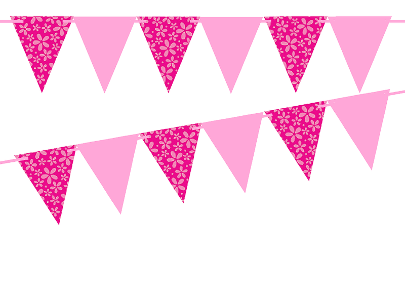 Hot Pink Flower-Solid Pink 10ft Vintage Pennant Banner Paper Triangle  Bunting Flags for Weddings, Birthdays, Baby Showers, Events & Parties