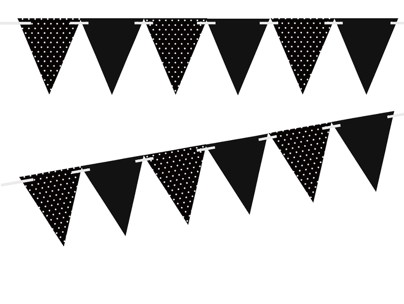 Black Polka Dot - Solid Black 10ft Vintage Pennant Banner Paper Triangle  Bunting Flags for Weddings, Birthdays, Baby Showers, Events & Parties