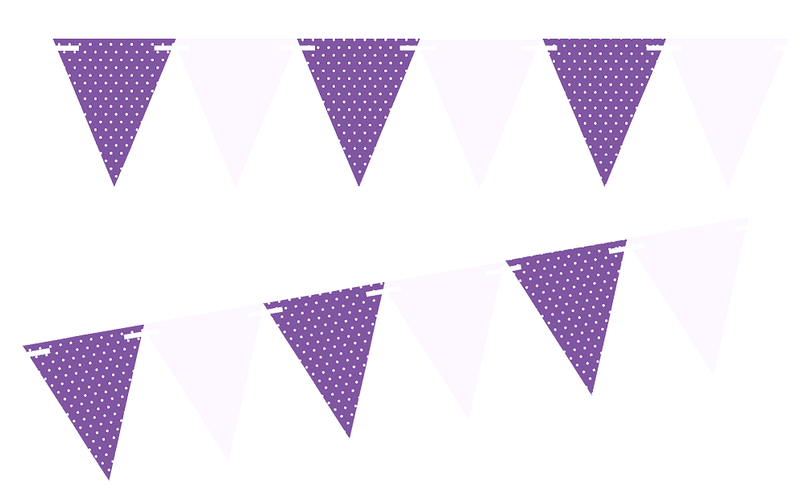 Purple Polka Dot- Light Lilac 10ft Vintage Pennant Banner Paper Triangle  Bunting Flags for Weddings, Birthdays, Baby Showers, Events & Parties